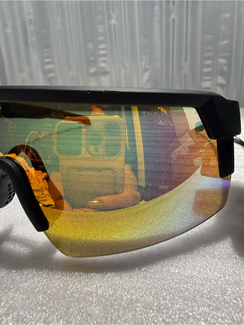 True Religion Black Frame Yellow Mirrored Shield Lens NWT-Unisex